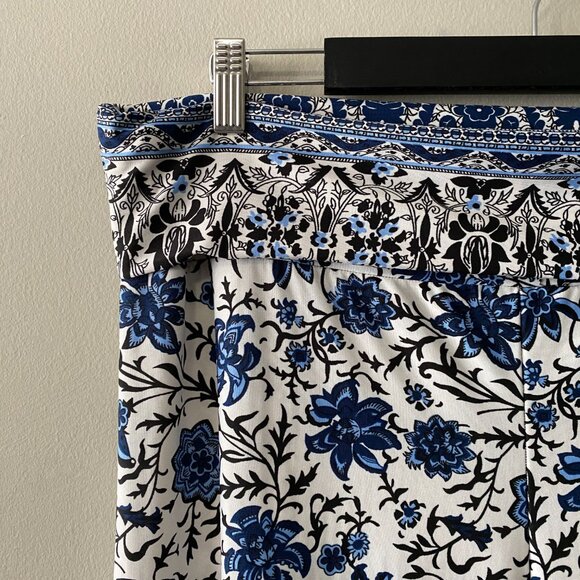 Artizan Robin Barré Blue White Floral Print Print Wide Leg Pant - Picture 5 of 14